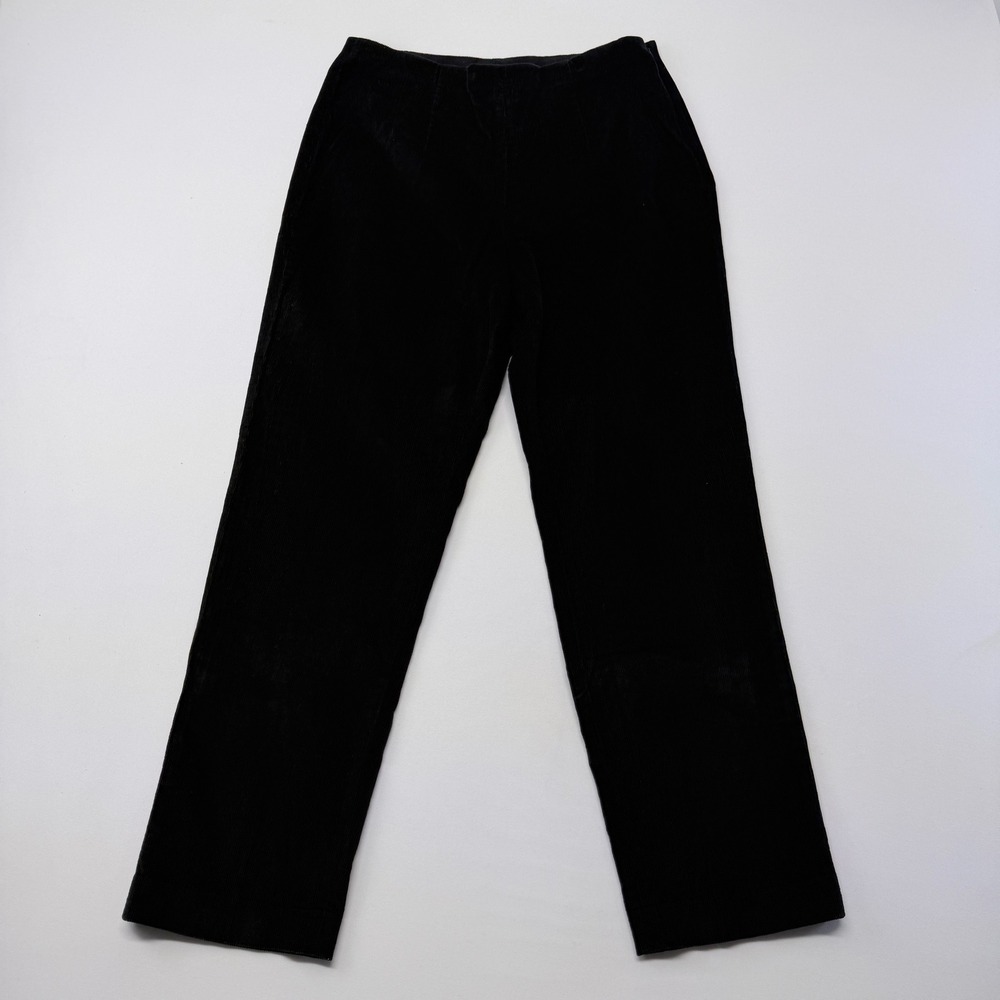 Eddie Bauer Bremerton Fit Black Corduroy Pants Straight Leg Petite 10 Side Zip